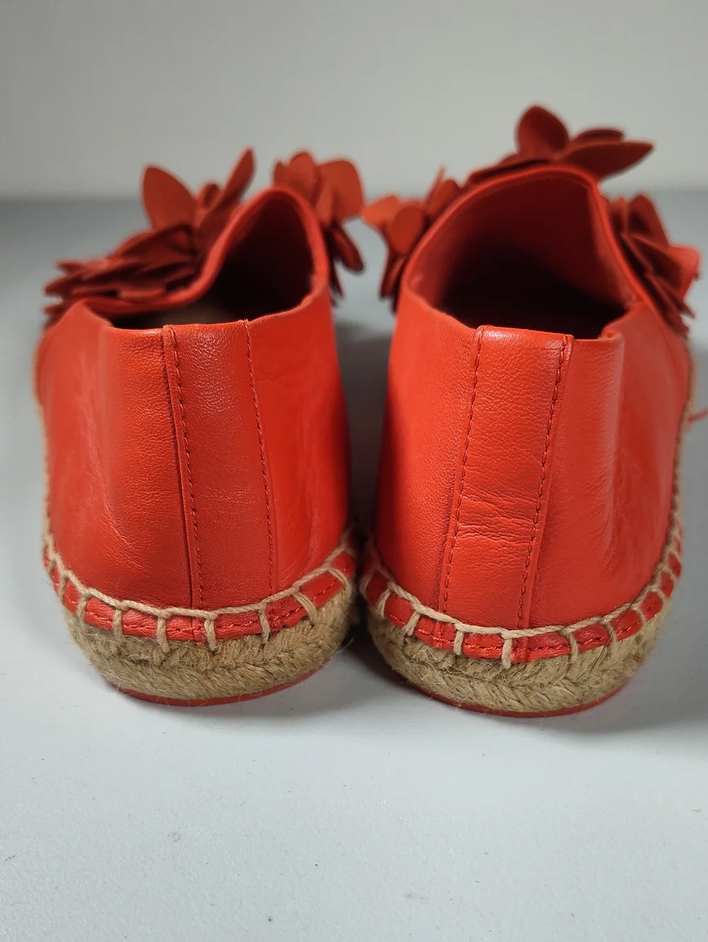 Tory Burch Blossom Espadrille Nappa Leather Flats Samba Orange 7